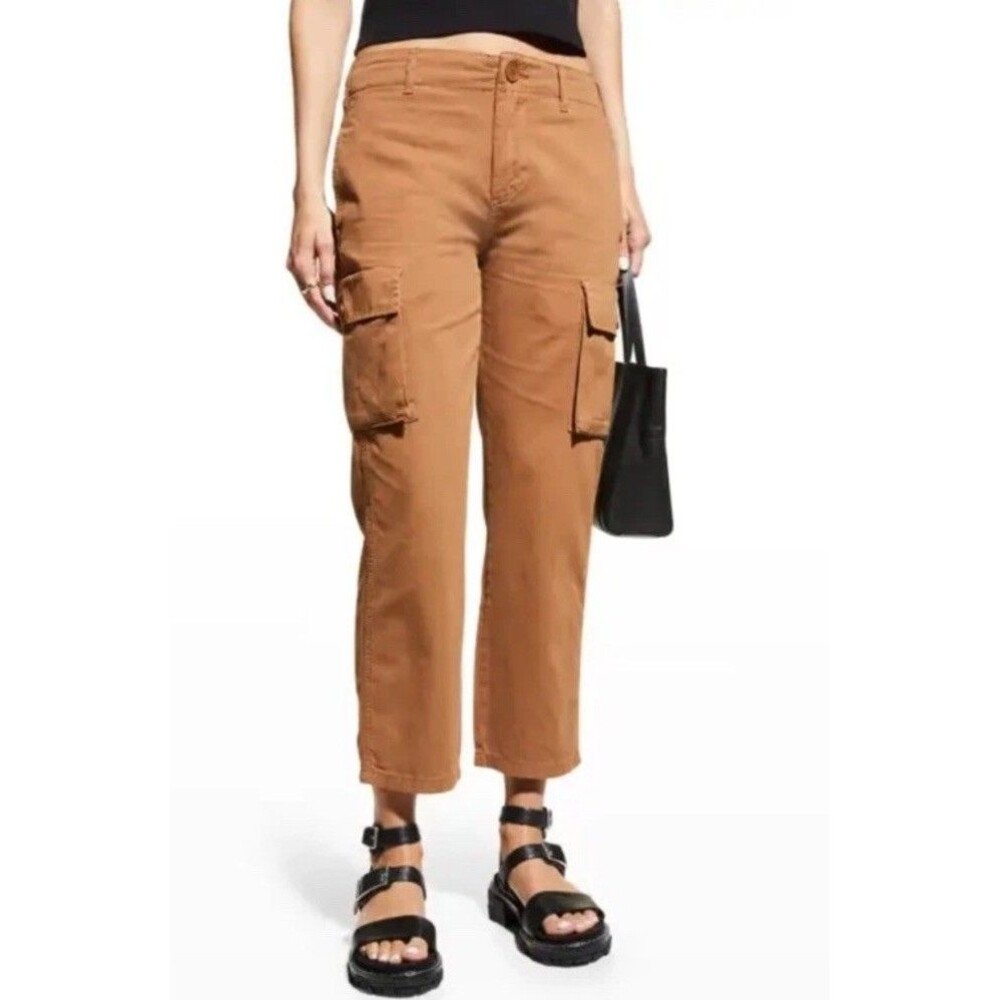 FRAME Women’s Relaxed Utility Pants Mid Rise Casual Pockets Brown 25 Inch Waist